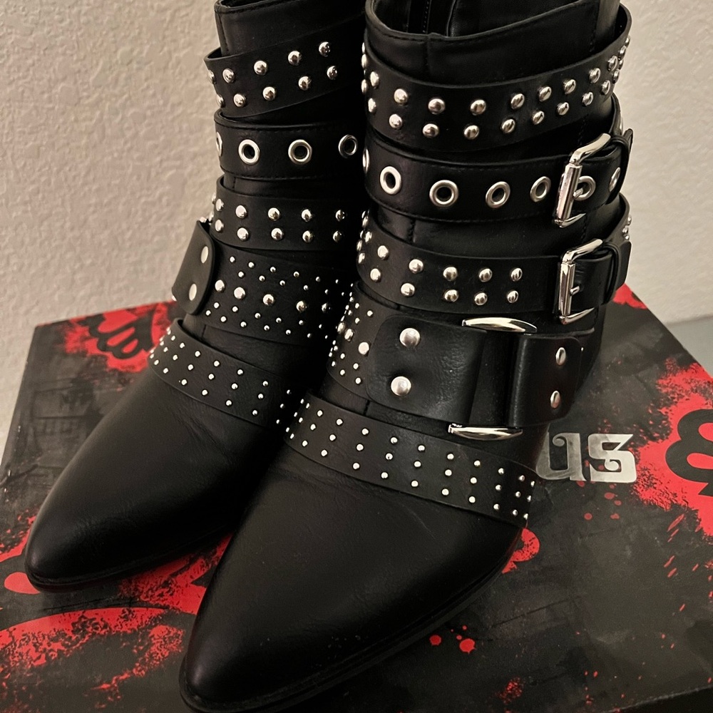 Fergalicious Black Studded Moto Boots